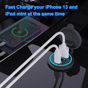 Car Charger Socket PD3.0 & QC3.0 Double USB C Ports Waterproof with LED Touch Switch 78W Fast Charging 12V/24V For Moto Adapter