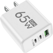 PD 65W USB C Charger GaN Charger Quick Charge 3.0 Type C Phone Adapter For iPhone 15 14 Samsung Xiaomi 3 Ports Fast Wall Charger