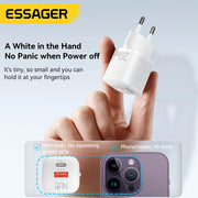 Essager 20W GaN USB Type C Charger PD Fast Charge Phone QC 3.0 Quick Chargers For iPhone 14 13 12 11 Pro Max Mini iPad Charging