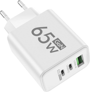 PD 65W USB C Charger GaN Charger Quick Charge 3.0 Type C Phone Adapter For iPhone 15 14 Samsung Xiaomi 3 Ports Fast Wall Charger