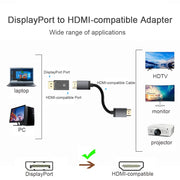 DP to  Male to Female Converter 4K Display Port to -Compatible Adapter Video Audio HD Cable for PC TV Laptop Projector